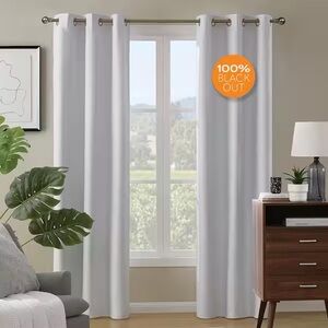 LiGHTSOUT Paloma White 38in x 84in Grommet 100% Blackout Curtain (Single Panel)